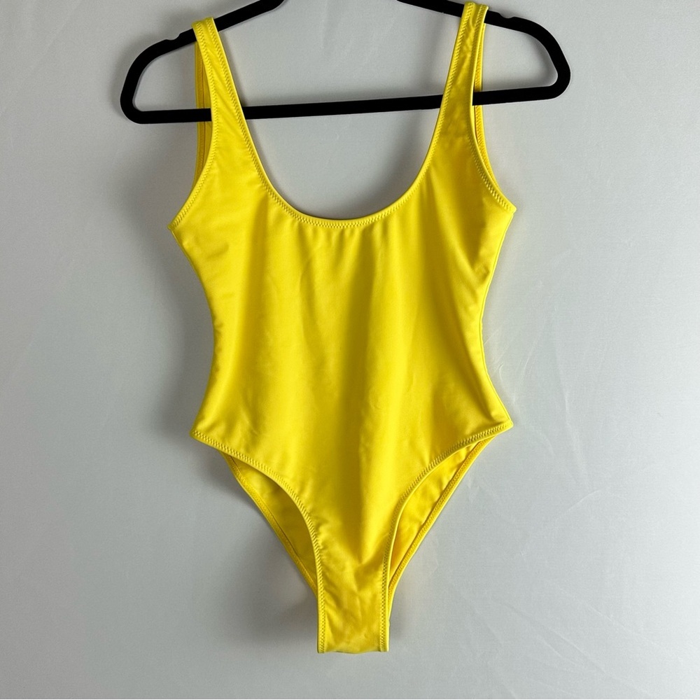 FOX SWIM one-piece golden yellow high cut swimsuit - size small